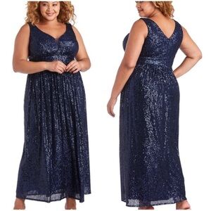 Nightway Blue Sequin Plus Dress